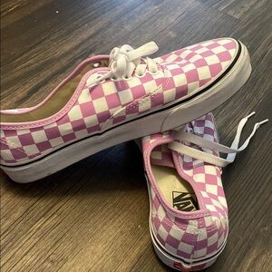 Vans Pink and White Checkered Sneakers